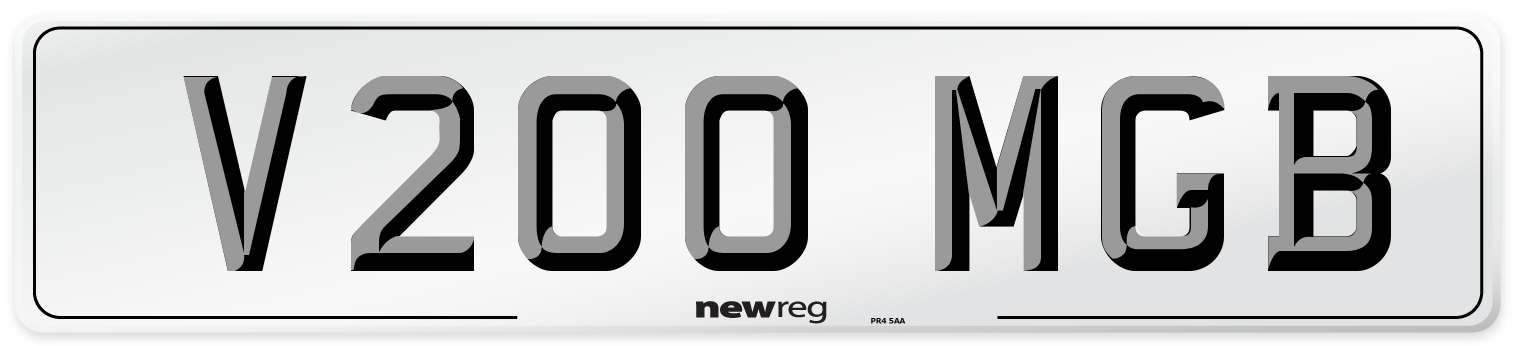 V200 MGB Number Plate from New Reg